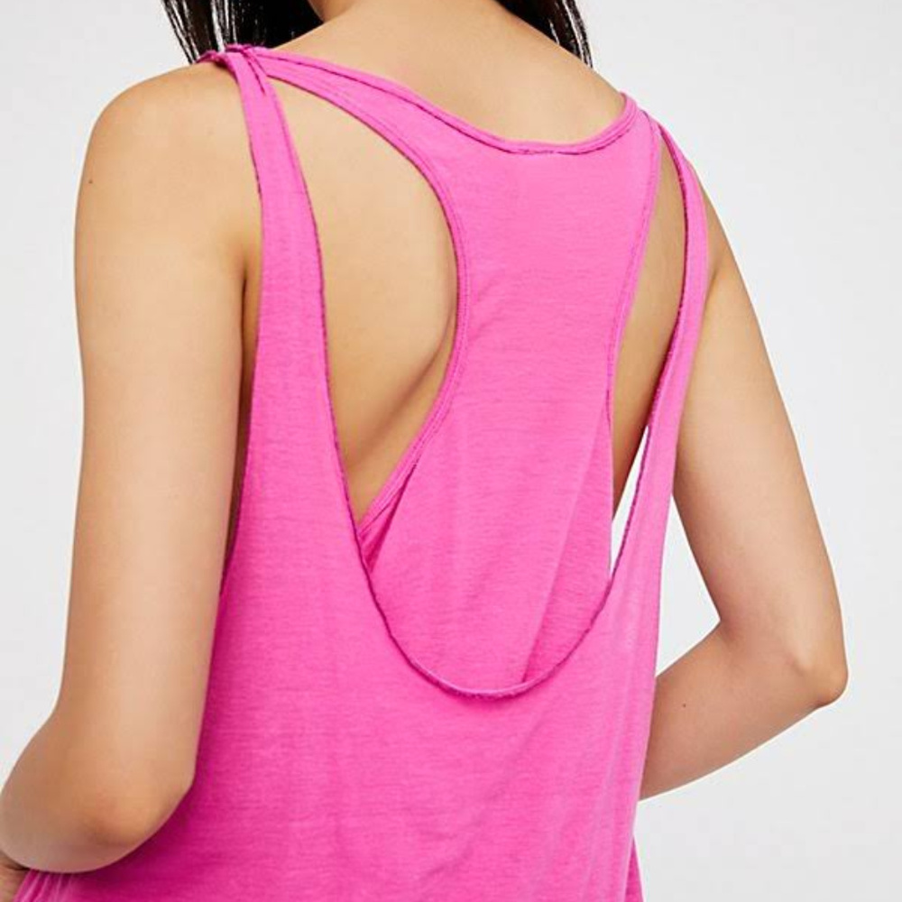 Free People Karmen Layered Racerback Tank Top Women Small Pink New Linen Blend - Picture 4 of 8